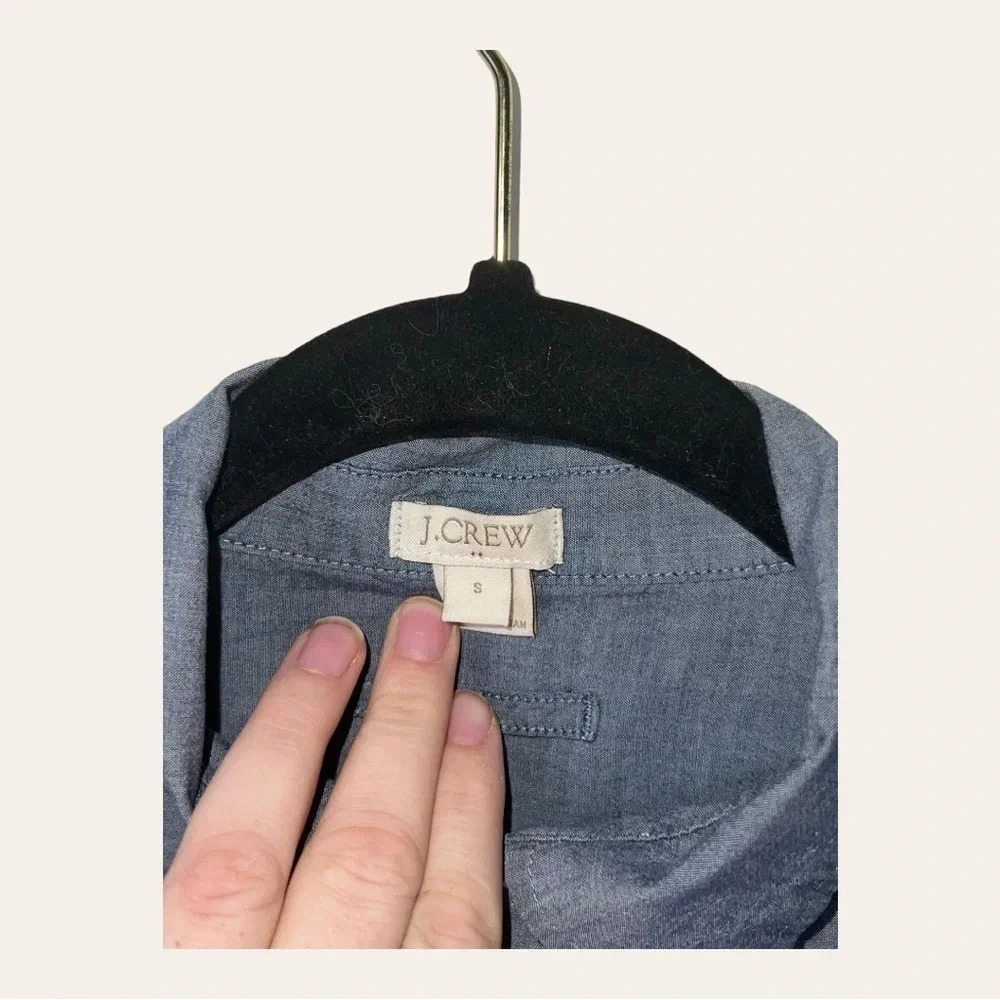 J. Crew Chambray Half Button Up Tunic Size Small - image 4